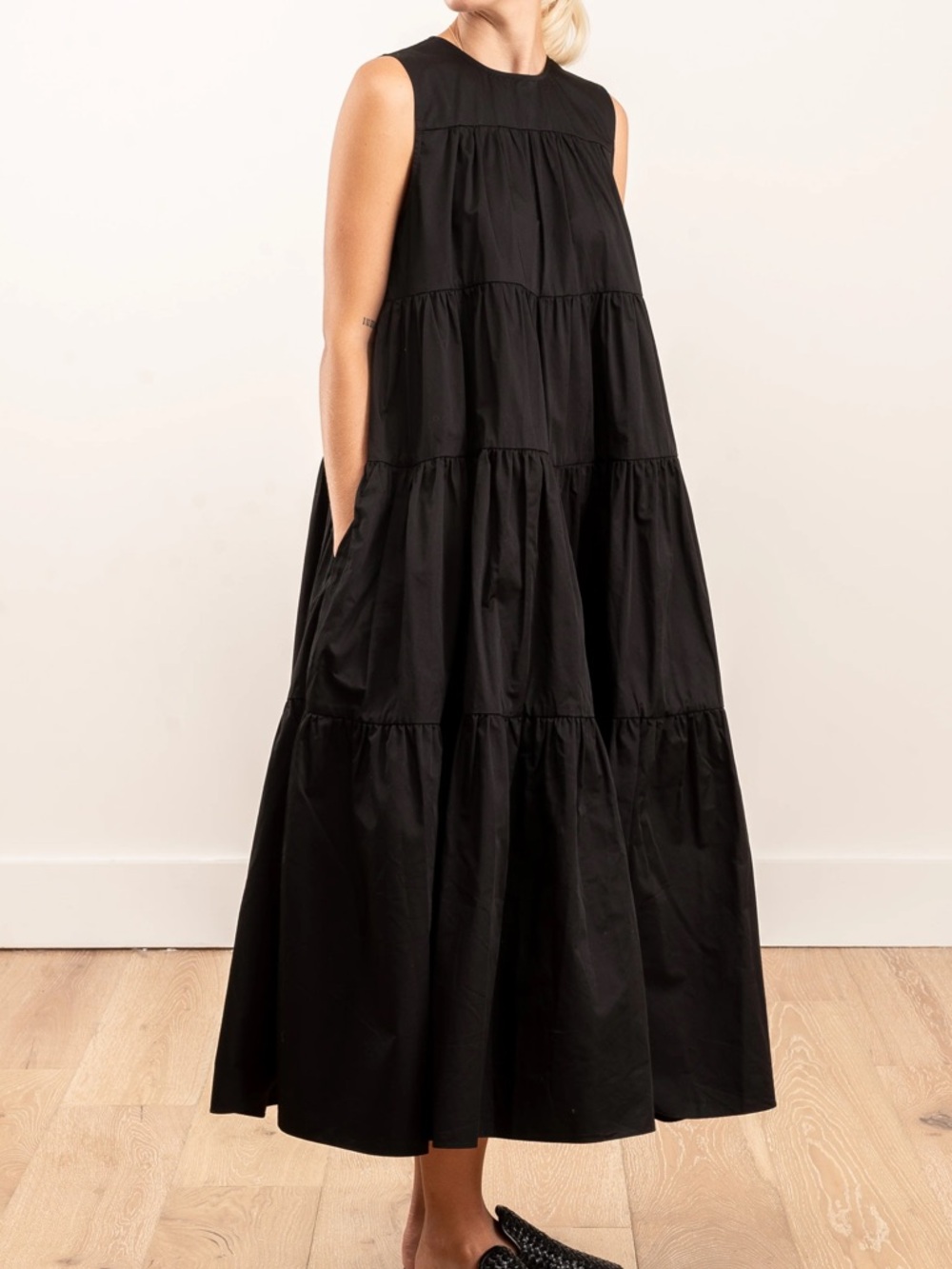 CO Sleeveless Tiered Maxi Dress - Black NWT S